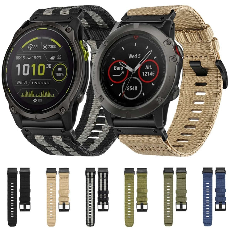 For Garmin Enduro 3 Nylon Canvas Quick Release 26mm Watch Band(Olive Green) by bashfashion