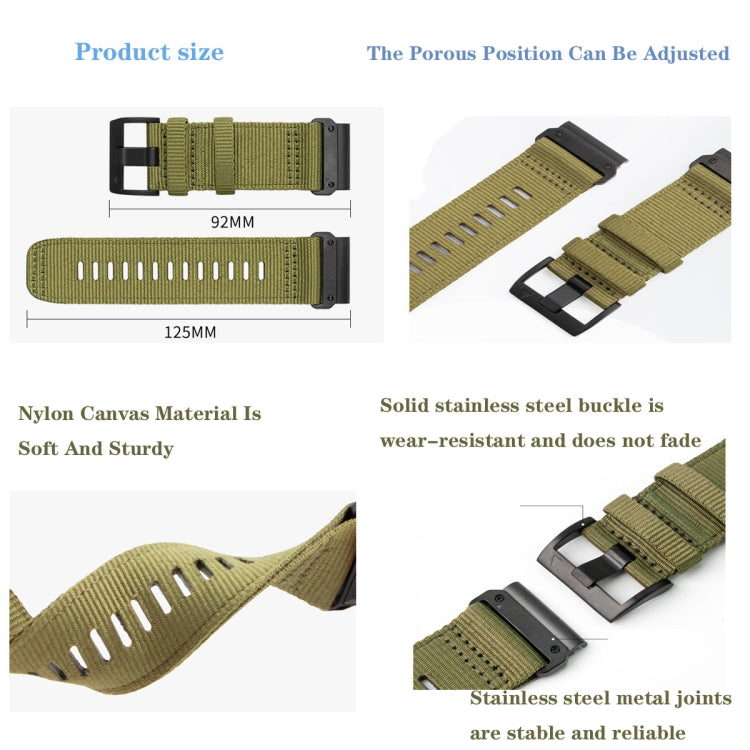 For Garmin Enduro 3 Nylon Canvas Quick Release 26mm Watch Band(Olive Green) by bashfashion