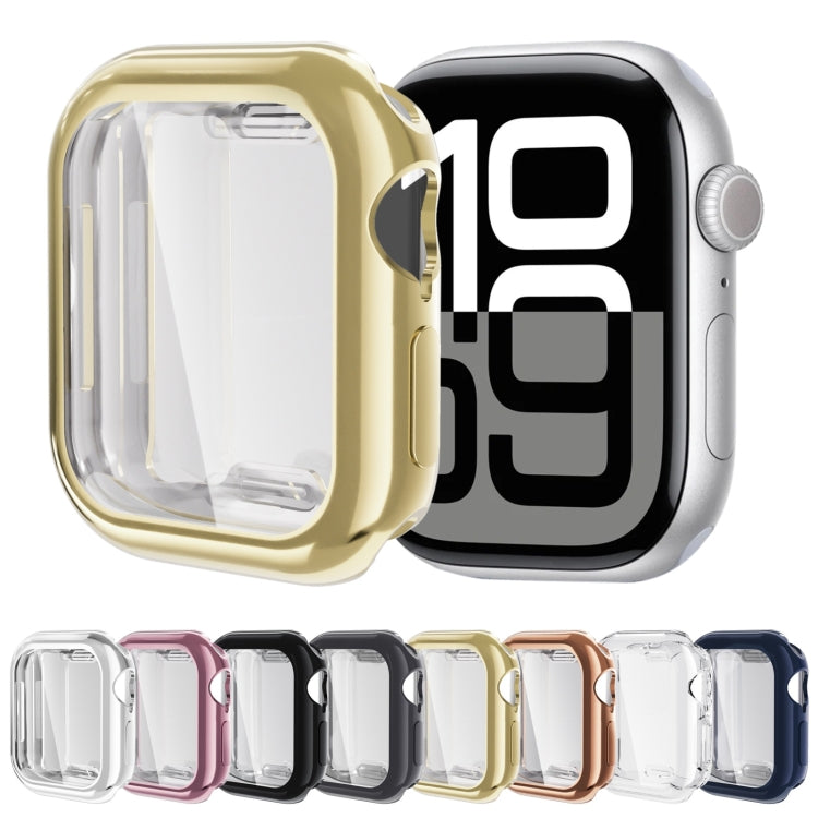 For Apple Watch Series 11 / 10 46mm Full Coverage TPU Electroplated Watch Case(Black) by bashfashion