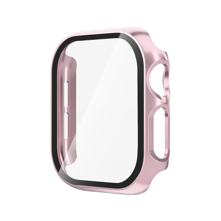 For Apple Watch Series 11 / 10 42mm Tempered Glass Film Integrated PC Watch Case(Rose Pink) by bashfashion