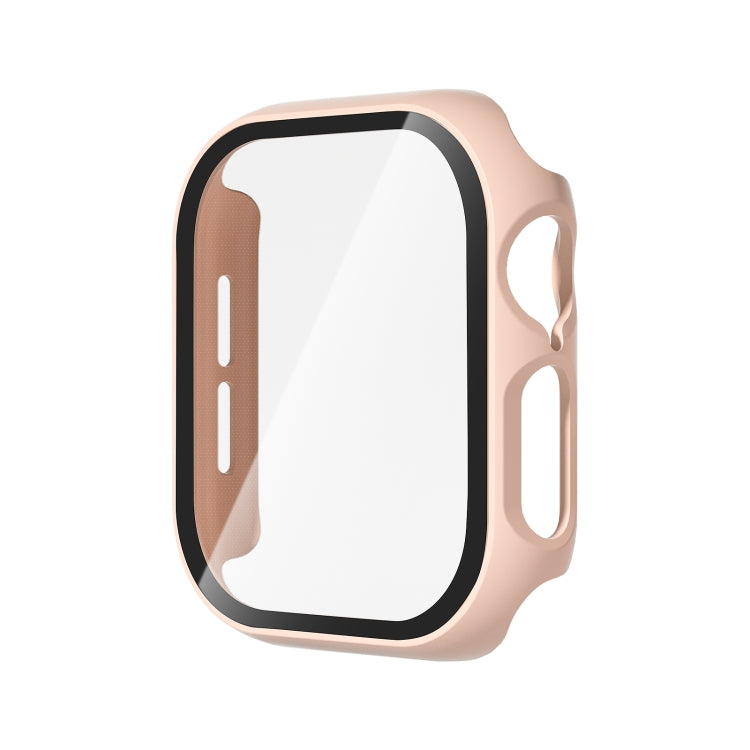 For Apple Watch Series 11 / 10 42mm Tempered Glass Film Integrated PC Watch Case(Pink) by bashfashion