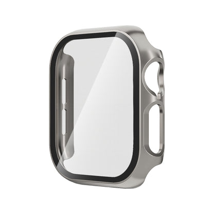 For Apple Watch Series 11 / 10 42mm Tempered Glass Film Integrated PC Watch Case(Titanium Grey) by bashfashion