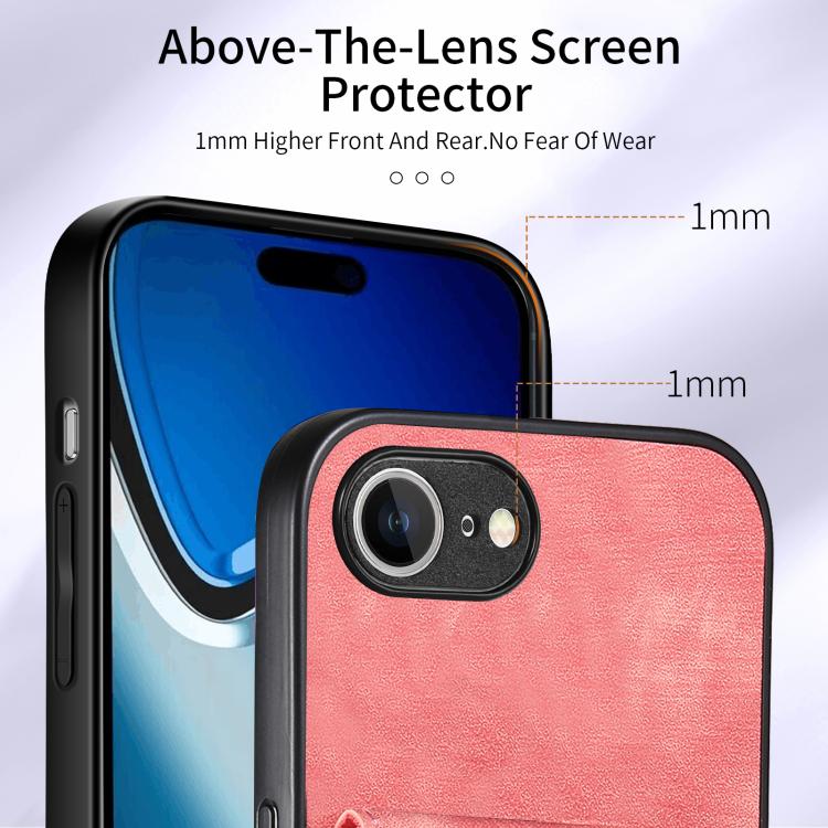 For iPhone 16e Retro Card Wallet Fold Leather Phone Case with Strap(Pink) by bashfashion