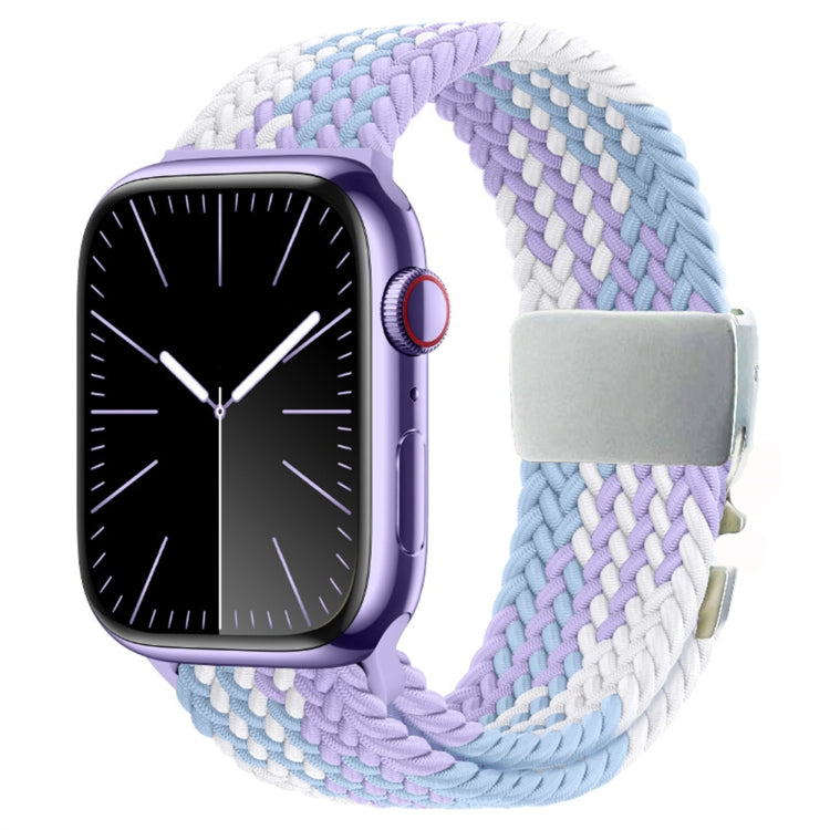For Apple Watch 46mm / 49mm / 45mm / 44mm Metal Buckle Nylon Braided Watch Band(Violet) by bashfashion