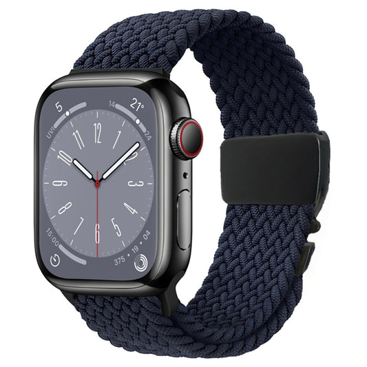 For Apple Watch 46mm / 49mm / 45mm / 44mm Metal Buckle Nylon Braided Watch Band(Charcoal) by bashfashion