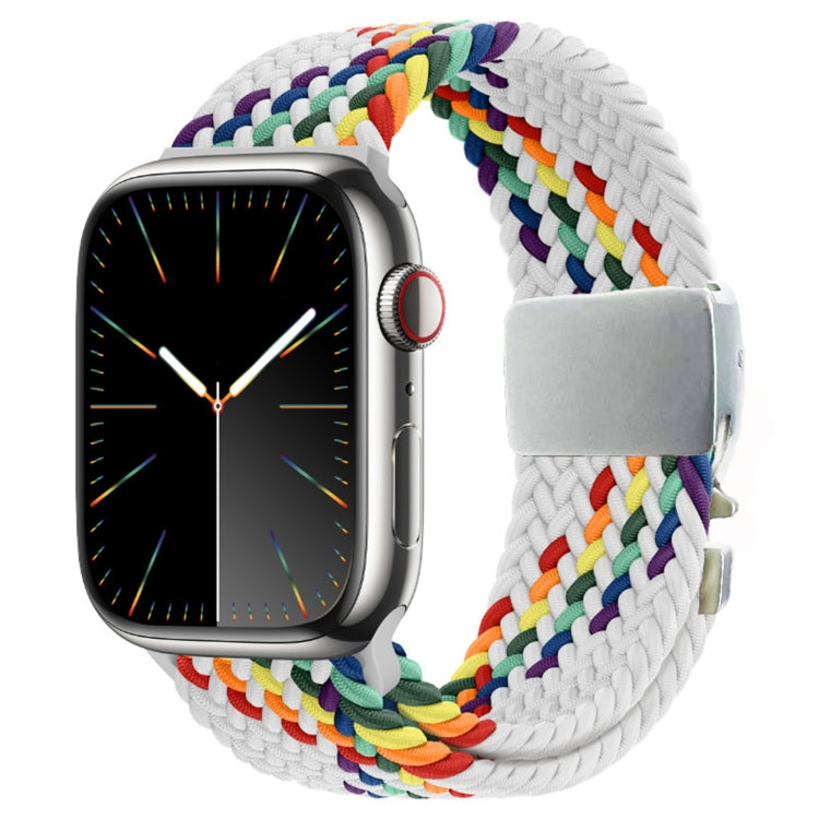 For Apple Watch 46mm / 49mm / 45mm / 44mm Metal Buckle Nylon Braided Watch Band(White Color) by bashfashion