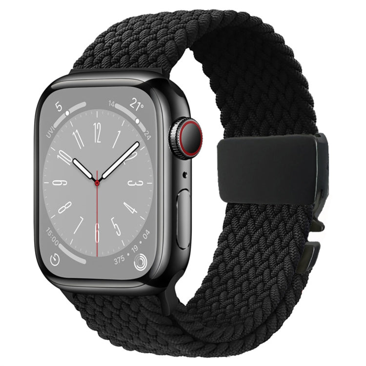 For Apple Watch 46mm / 49mm / 45mm / 44mm Metal Buckle Nylon Braided Watch Band(Black) by bashfashion
