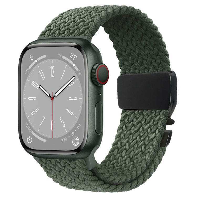 For Apple Watch 46mm / 49mm / 45mm / 44mm Metal Buckle Nylon Braided Watch Band(Olive Green) by bashfashion
