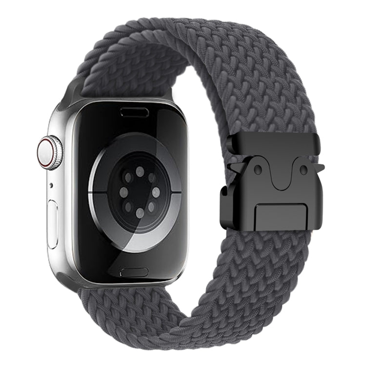 For Apple Watch 46mm / 49mm / 45mm / 44mm Metal Buckle Nylon Braided Watch Band(Gray) by bashfashion