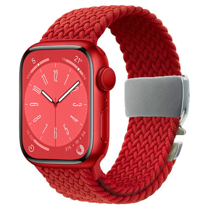 For Apple Watch 42mm / 9 41mm / 40mm / 38mm Metal Buckle Nylon Braided Watch Band(Red) by bashfashion
