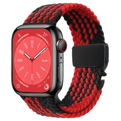 For Apple Watch 42mm / 9 41mm / 40mm / 38mm Metal Buckle Nylon Braided Watch Band(Z Black Red) by bashfashion