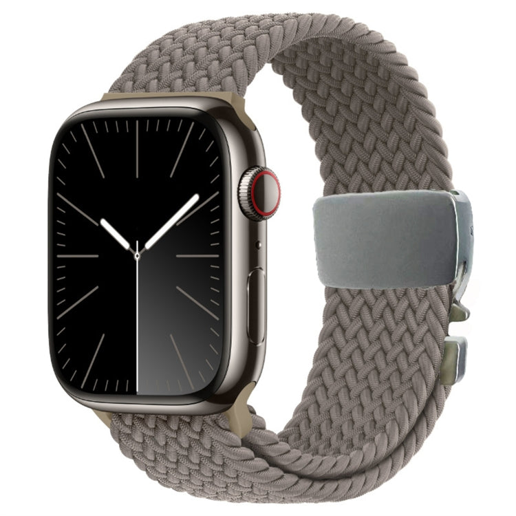 For Apple Watch 42mm / 9 41mm / 40mm / 38mm Metal Buckle Nylon Braided Watch Band(Taupe) by bashfashion