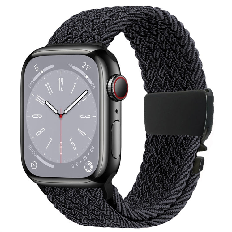 For Apple Watch 42mm / 9 41mm / 40mm / 38mm Metal Buckle Nylon Braided Watch Band(Graphite) by bashfashion