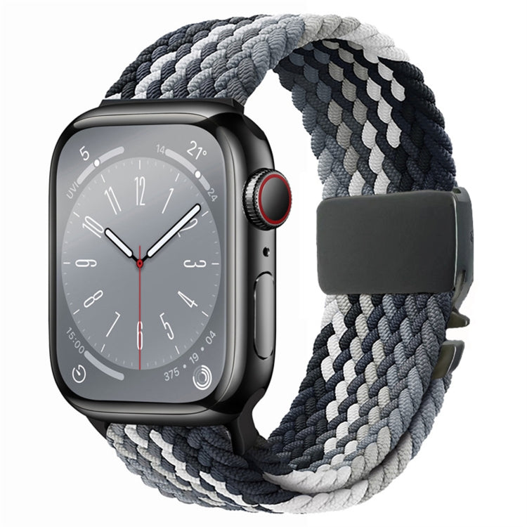 For Apple Watch 42mm / 9 41mm / 40mm / 38mm Metal Buckle Nylon Braided Watch Band(Black Gray) by bashfashion