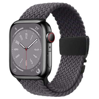 For Apple Watch 42mm / 9 41mm / 40mm / 38mm Metal Buckle Nylon Braided Watch Band(Gray) by bashfashion