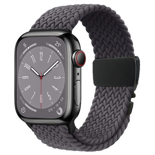 For Apple Watch 42mm / 9 41mm / 40mm / 38mm Metal Buckle Nylon Braided Watch Band(Gray) by bashfashion