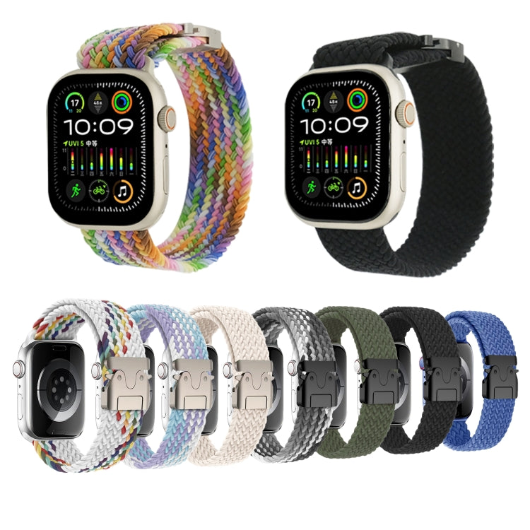 For Apple Watch 42mm / 9 41mm / 40mm / 38mm Metal Buckle Nylon Braided Watch Band(Z Black Red) by bashfashion