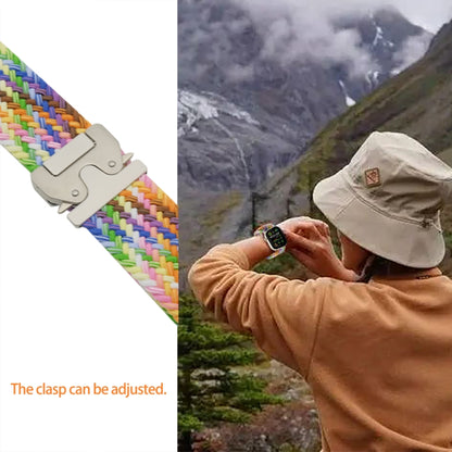 For Apple Watch 46mm / 49mm / 45mm / 44mm Metal Buckle Nylon Braided Watch Band(Starlight Color) by bashfashion