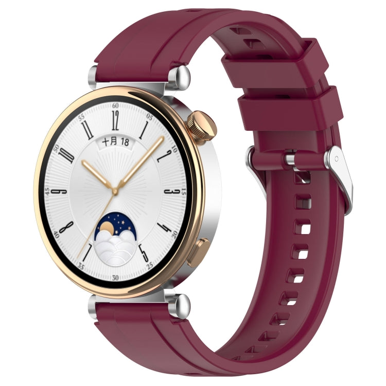 For Huawei Watch GT 5 46mm Silver Buckle Quick Release Silicone Watch Band(Wine Red) by bashfashion