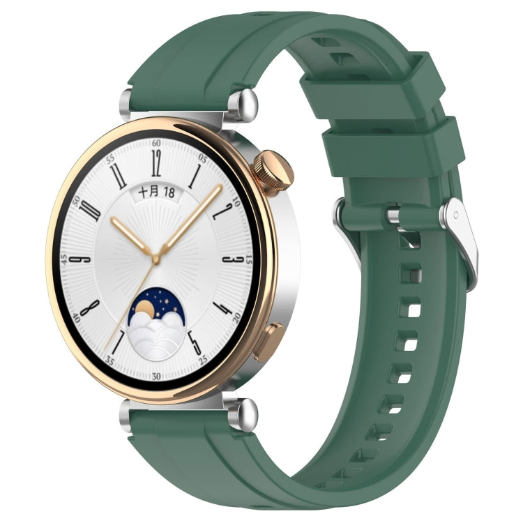 For Huawei Watch GT 5 46mm Silver Buckle Quick Release Silicone Watch Band(Dark Green) by bashfashion