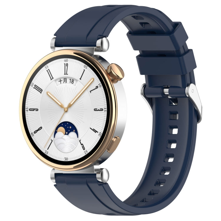 For Huawei Watch GT 5 46mm Silver Buckle Quick Release Silicone Watch Band(Midnight Blue) by bashfashion