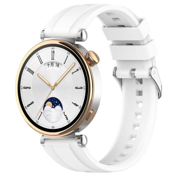 For Huawei Watch GT 5 41mm Silver Buckle Quick Release Silicone Watch Band(White) by bashfashion