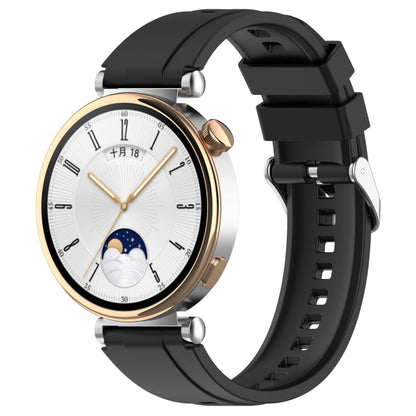 For Huawei Watch GT 5 41mm Silver Buckle Quick Release Silicone Watch Band(Black) by bashfashion
