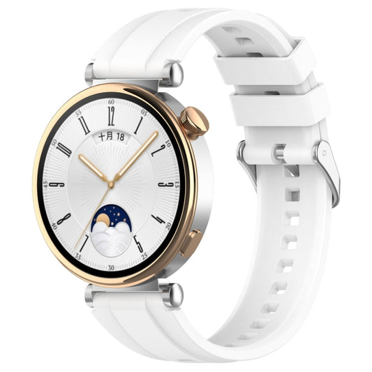 For Huawei Watch GT 5 Pro 46mm Silver Buckle Quick Release Silicone Watch Band(White) by bashfashion