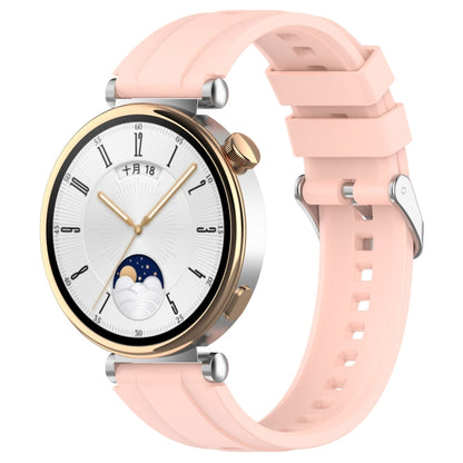 For Huawei Watch GT 5 Pro 46mm Silver Buckle Quick Release Silicone Watch Band(Light Pink) by bashfashion
