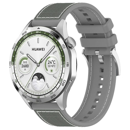 For Huawei Watch GT 5 Pro 46mm Hybrid Nylon Braid Silicone Watch Band(Gray) by bashfashion