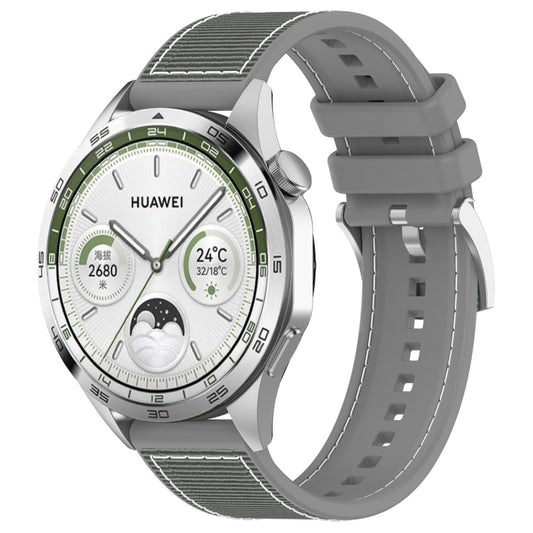 For Huawei Watch GT 5 46mm Hybrid Nylon Braid Silicone Watch Band(Gray) by bashfashion