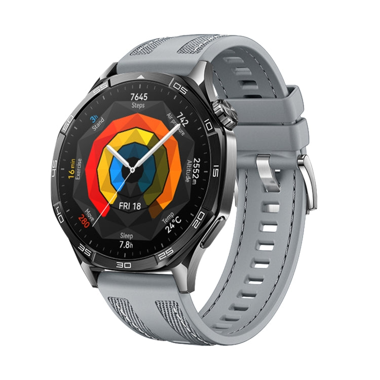 For Huawei Watch GT 5 Pro 46mm Hybrid Nylon Silicone Watch Band(Gray) by bashfashion