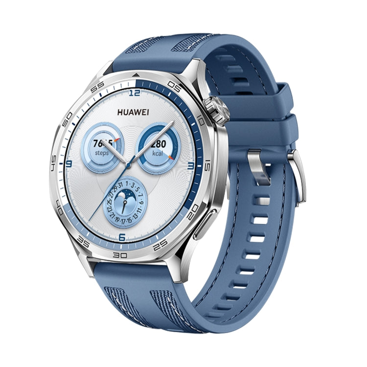 For Huawei Watch GT 5 Pro 46mm Hybrid Nylon Silicone Watch Band(Light Blue) by bashfashion