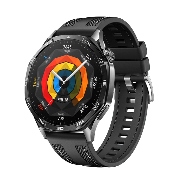 For Huawei Watch GT 5 46mm Hybrid Nylon Silicone Watch Band(Black) by bashfashion