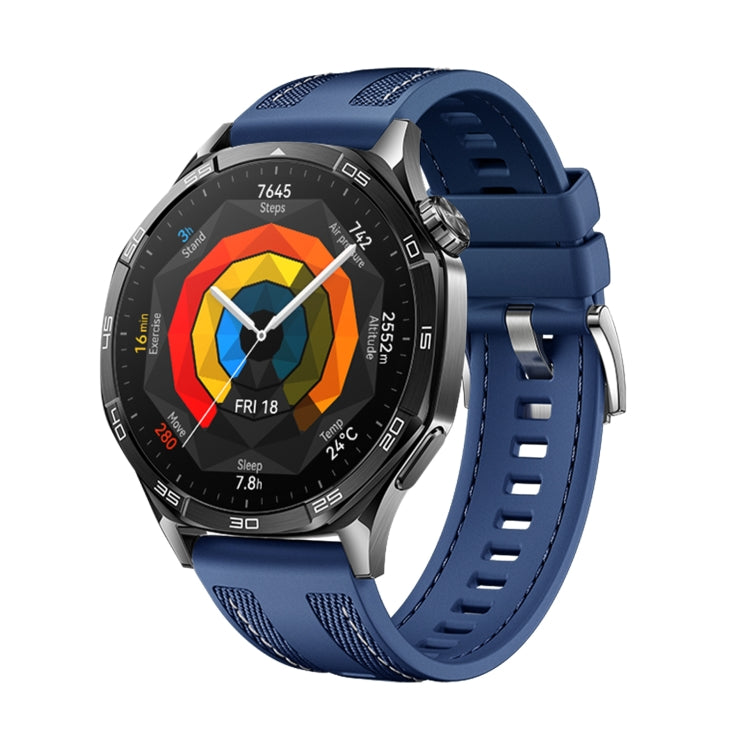 For Huawei Watch GT 5 46mm Hybrid Nylon Silicone Watch Band(Dark Blue) by bashfashion