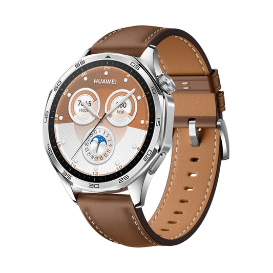 For Huawei Watch GT 5 46mm Silver Buckle Genuine Leather Watch Band(Brown) by bashfashion