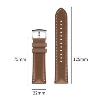 For Huawei Watch GT 5 Pro 46mm Silver Buckle Genuine Leather Watch Band(Brown) by bashfashion