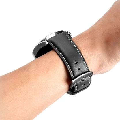For Huawei Watch GT 5 Pro 46mm Silver Buckle Genuine Leather Watch Band(Black) by bashfashion