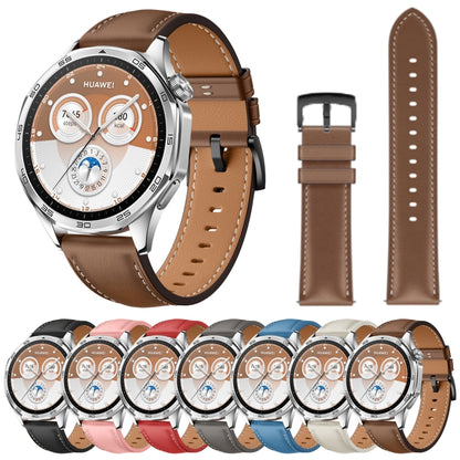 For Huawei Watch GT 5 Pro 46mm Black Buckle Genuine Leather Watch Band(Pink) by bashfashion