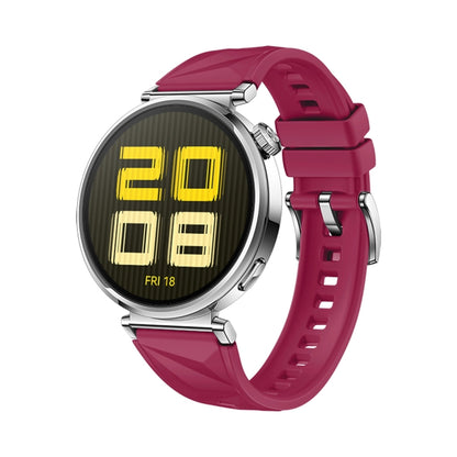 For Huawei Watch GT 5 41mm Solid Figure Homochromy Silicone Watch Band(Wine Red) by bashfashion