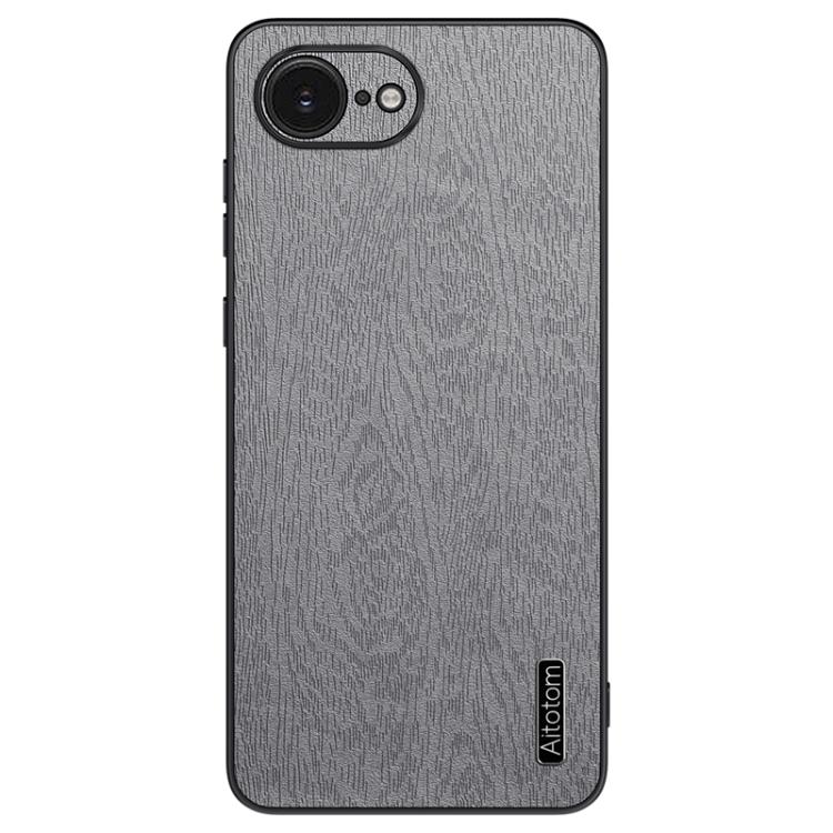 For iPhone 16e Tree Bark Leather Shockproof Phone Case(Grey) by bashfashion