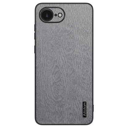 For iPhone 16e Tree Bark Leather Shockproof Phone Case(Grey) by bashfashion