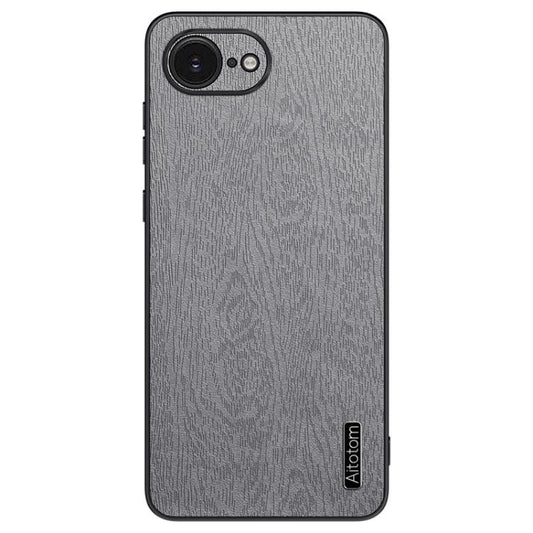 For iPhone 16e Tree Bark Leather Shockproof Phone Case(Grey) by bashfashion