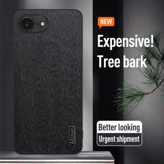 For iPhone 16e Tree Bark Leather Shockproof Phone Case(Grey) by bashfashion