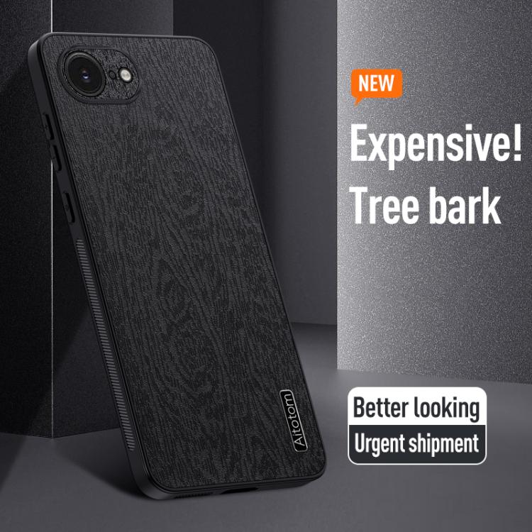 For iPhone 16e Tree Bark Leather Shockproof Phone Case(Grey) by bashfashion