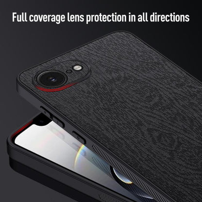 For iPhone 16e Tree Bark Leather Shockproof Phone Case(Grey) by bashfashion