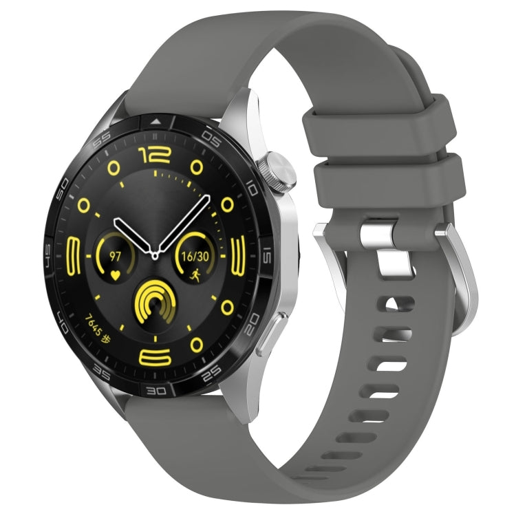 For Huawei Watch GT 5 Pro 46mm Liquid Glossy Silver Buckle Silicone Watch Band(Dark Gray) by bashfashion