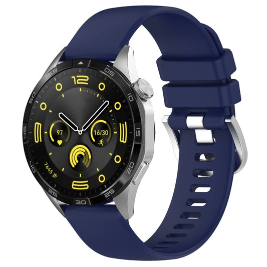 For Huawei Watch GT 5 Pro 46mm Liquid Glossy Silver Buckle Silicone Watch Band(Dark Blue) by bashfashion