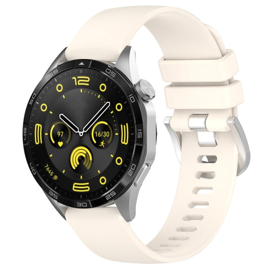 For Huawei Watch GT 5 Pro 46mm Liquid Glossy Silver Buckle Silicone Watch Band(Starlight) by bashfashion