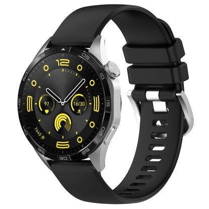 For Huawei Watch GT 5 41mm Liquid Glossy Silver Buckle Silicone Watch Band(Black) by bashfashion